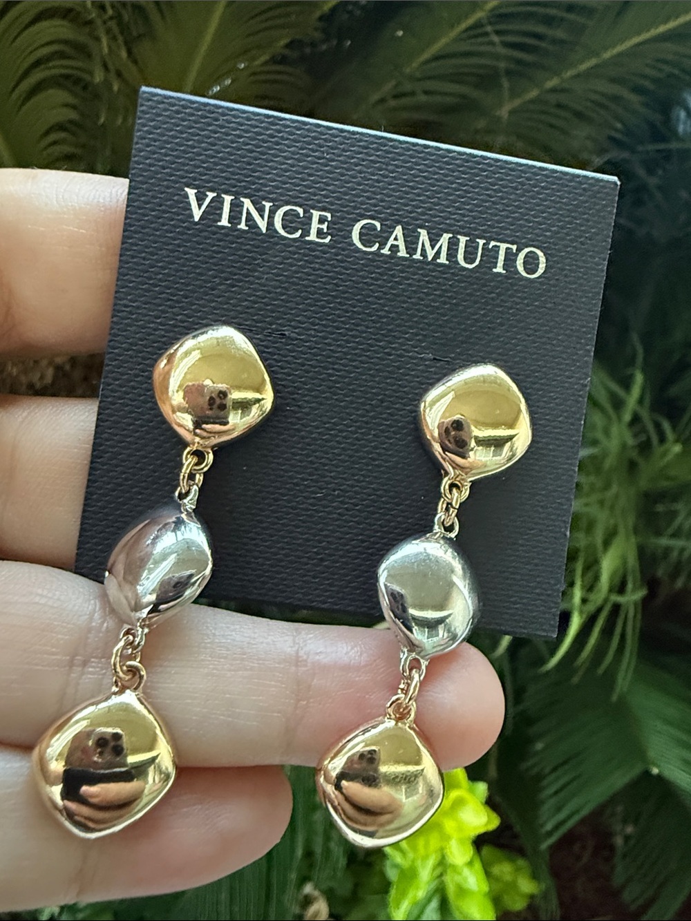 Vince Camuto Two-Tone Dangle Earrings in Gold and Silver